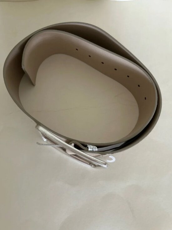 Free People NWOT Suede Leather Light Tan wide Silver Oversized Buckle Belt S/M main image 4